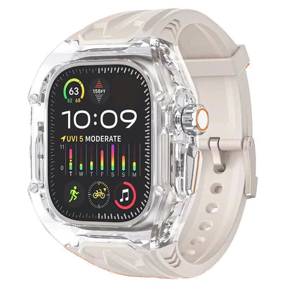 Transparent Customization Kit for Apple Watch Ultra 10/9/8/7, 49mm/44mm/45mm Compatible Strap &amp; Case Set, Rubber Band Mod for iWatch Series 6/5/4, Band Color: ; Ships from: Parallel Import