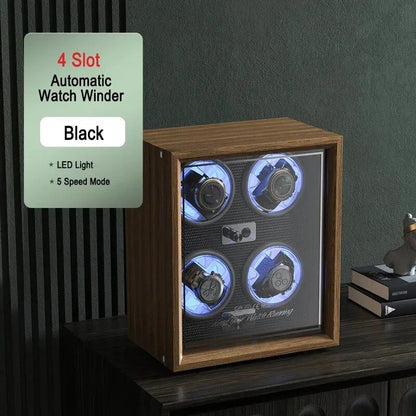 IBBETON Luxury Wooden Watch Winder, High-End 2, 4, or 6 Slot Automatic Watch Box with Mabuchi Silent Motor, Watch Storage Cabinet, Parallel Import