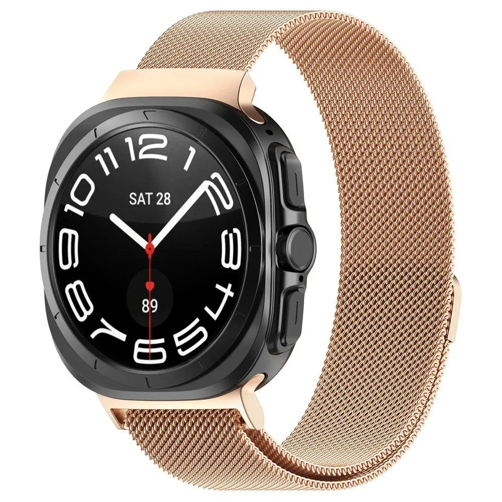 Stainless Steel Milanese Loop Magnetic Bracelet for Samsung Galaxy Watch Ultra 47mm, Gapless, Compatible with 7 Ultra, Watch Band Accessory, Band Color: 0; Galaxy 7 Ultra 47mm Band Width, Parallel Import