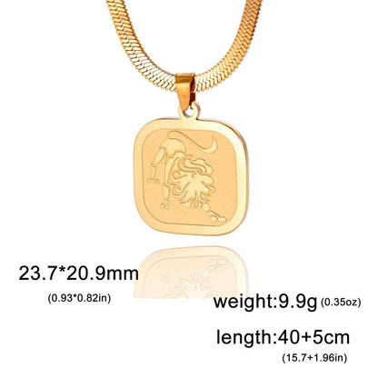 Women's 12 Zodiac Signs Necklace, Stainless Steel, Horoscope, Zodiac Pendant, Medallion, Snake Chain, Birthday Jewelry, "My Shape," 50cm Long; Metal Color: Parallel Import