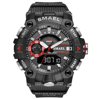 SMAEL Men's Sports Watch, Shock Resistant, 50M Water Resistant, LED Alarm, Stopwatch, Military Style, 8040, Color: Parallel Import