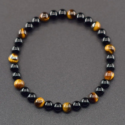 6mm Natural Red Striped Agate Bead Bracelet for Women with Black Tourmaline Beads, Spiritual Protection Stone, Pulsera, Wristband, Parallel Import