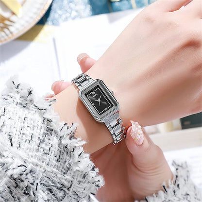 UTHAI New Women's Watch, Lightweight and Elegant, Simple Square Design, Stainless Steel, Fashionable Quartz Wristwatch for Girls, Parallel Import