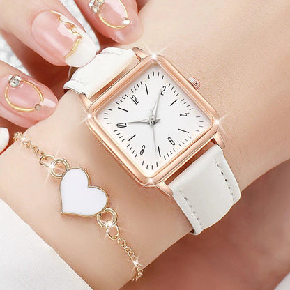 Set of 4 Simple Modern Watches with Leather Straps, Business Casual, Unisex, Quartz Movement, Parallel Import