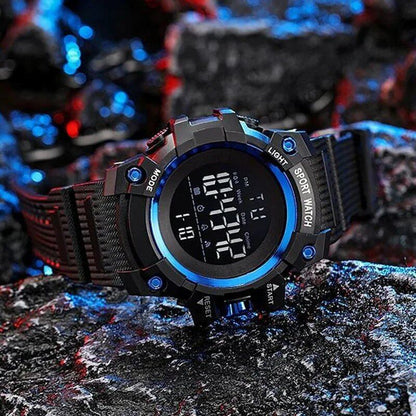 YIKAZE 50mm Big Dial Sports Watch with Military Countdown and Stopwatch, LED Digital Watch, Waterproof, Men's Electronic Watch, Color: Parallel Import