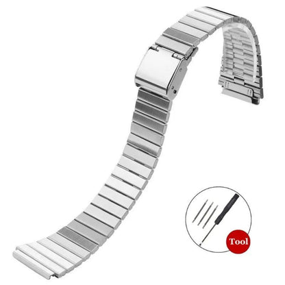CASIO F-91W/A158/A159/A168/A169/B650/AQ230/AE500W用 ヴィンテージ風ウォッチバンド 18mm/20mm 超薄型ステンレススチールストラップ メタルブレスレット バンドカラー：mm 並行輸入品
