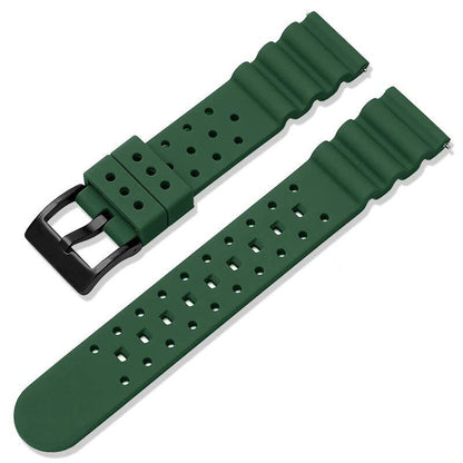 20mm/22mm Silicone Strap Compatible with Seiko/Omega/Longines Aqua Ghost Dive Watches, Black &amp; Green, Waterproof, Replacement Watch Band, Band Color: mm, Parallel Import