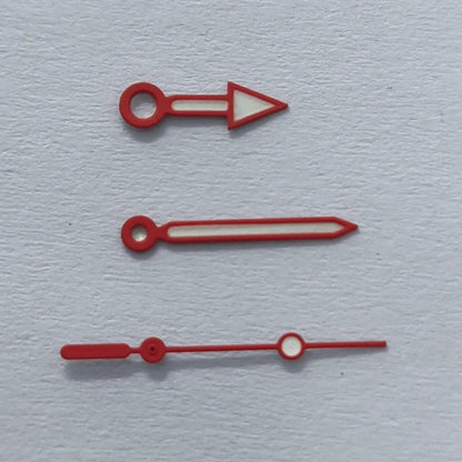 High-quality hand set for NH35, NH36, NH38, NH39, NH70, NH72, 7S26, 7S36, 4R35, and 4R36 watches. Available in silver, gold, black, blue, and red. Luminous dial hands. Parallel import.