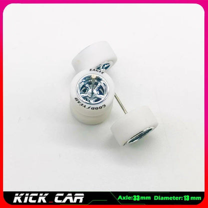 1/64 scale model car wheels with rubber tires, set of 4, ABS plastic, basic conversion parts for Hot Wheels, Tomica, and Mini GT. Color: WTS. Ships from: Parallel import.