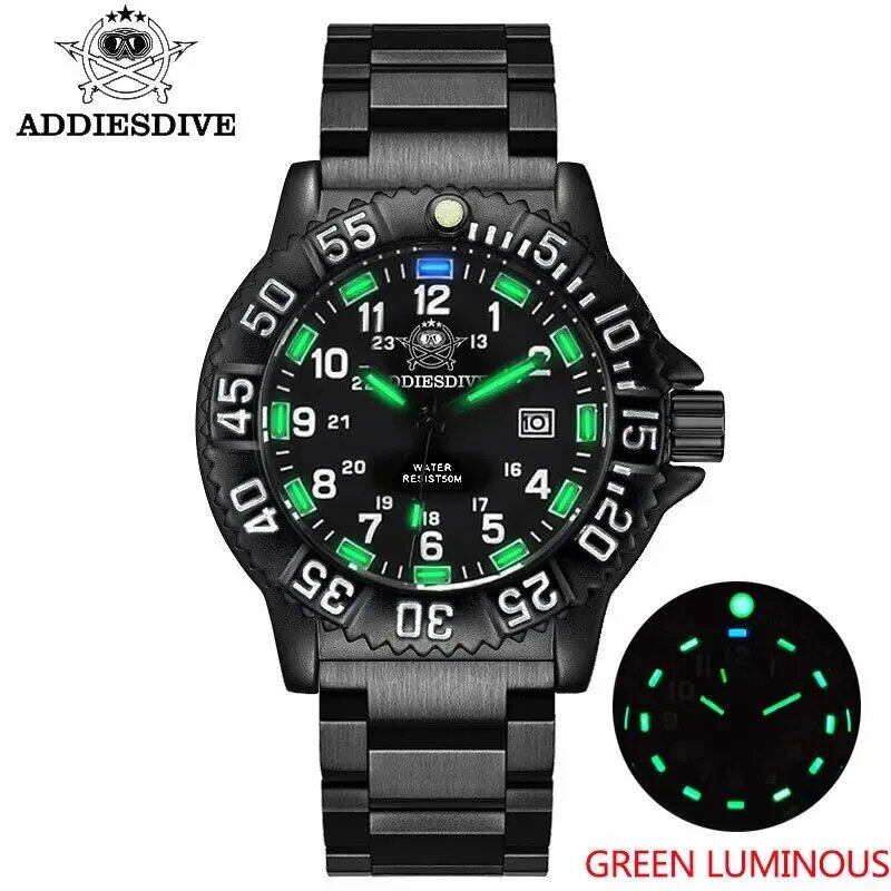 ADDIESDIVE Fashion Men's Analog Watch, 50m Water Resistant, Luminous Tube, Nylon, Sports, Military Quartz Wristwatch, Color: Black, Customization Unavailable, Parallel Import