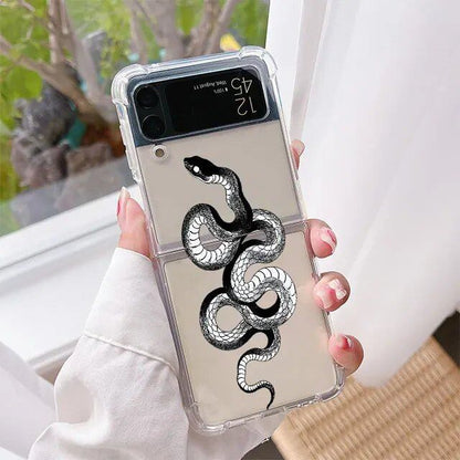 スピリチュアルスネーク スマホケース Samsung Galaxy Z Flip 6/5/4/3用 クリア ハード 折りたたみカバー Z Flip 5対応 透明 ファンダ カラー：スタイル 並行輸入品