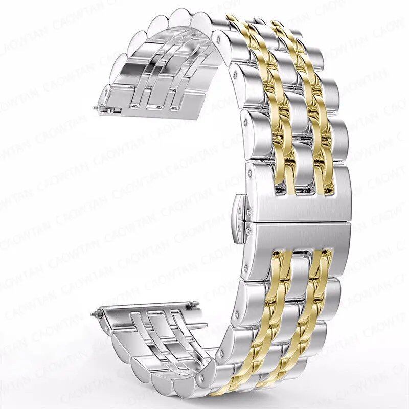 22mm and 20mm Stainless Steel Bands for Samsung Galaxy Watch 3, 4, 5 (45mm), Gear S3 (46mm and 42mm), and Active 2 (40mm and 44mm) - Compatible with Amazfit BIP 2 and GTR. Band Color: mm; Ships from: Parallel Import