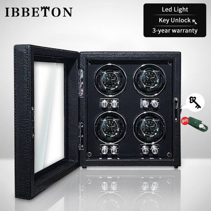 IBBETON Luxury Wooden Watch Winder, High-End 2, 4, or 6 Slot Automatic Watch Box with Mabuchi Silent Motor, Watch Storage Cabinet, Parallel Import