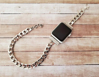 Apple Watch Band, Stainless Steel, Double Circle Metal Strap - Compatible with Apple Watch Series 7/6/SE/5/4/3, 40mm, 44mm, 41mm, 45mm, Women's, Band Color: Parallel Import