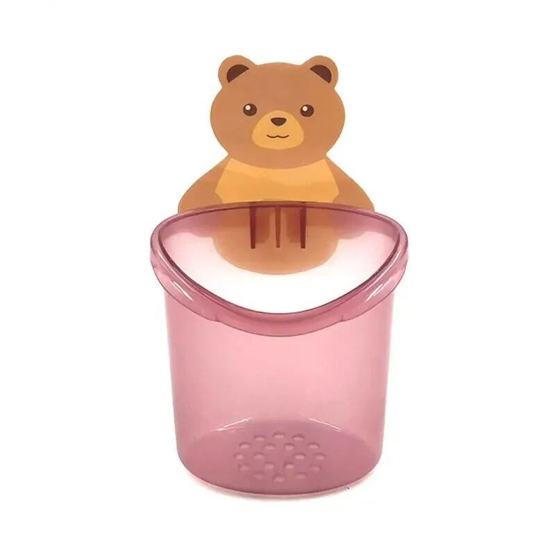 1/2-Piece Cute Bear Pattern Wall-Mounted Toothbrush Storage Rack for Bathroom, Multifunctional Toothbrush Holder, Bathroom Accessory, Parallel Import