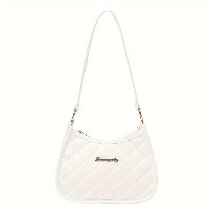 #242 Lombus Quilted Underarm Bag, Women's Hobo Bag, Cute and Fashionable, Small Single Shoulder Bag with Zipper, Casual Shoulder Bag (21), Parallel Import