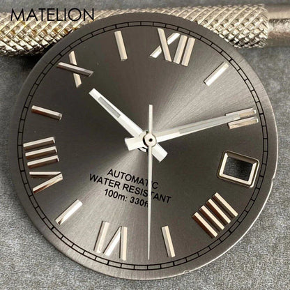 29mm Sunburst Dial Roman Dial Compatible with NH35, NH36, NH38, NH70, NH71, NH72, 4R35, and 4R36 Automatic Movement with Metallic Markers and DJ Hands (Parallel Import)