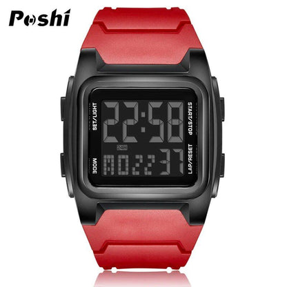 POSHI Original Men's Sports Watch, Luxury Stopwatch, Luminous Alarm, Calendar, Day of the Week, Digital Wristwatch, Model, Color, Parallel Import