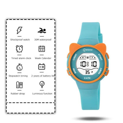 UTHAI C16 Children's Waterproof Alarm Clock Electronic Wristwatch with Cute Cat and Star Design for Junior and Junior High School Boys and Girls (Imported)