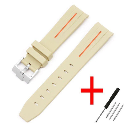 New 20mm Bent End Rubber Watch Strap for Omega Moonwatch, Joint Constellation, Men's Waterproof Sports Watch Band, Band Color: 20mm; Band Width: 20mm, Parallel Import