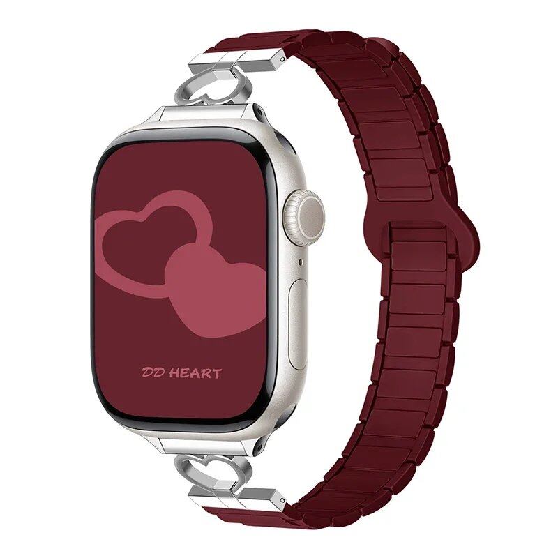 Magnetic Strap for Apple Watch, Silicone Bracelet, Compatible with 45mm, 44mm, 40mm, 42mm, 46mm, 41mm, 49mm, and 38mm Watches, iWatch Series 10/SE/9/8/7/Ultra 2, Band Color: mm, Parallel Import