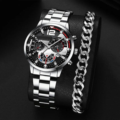 New Hot Watch Men's Stainless Steel Wristwatch, Luxury Quartz Calendar Business Watch, Parallel Import