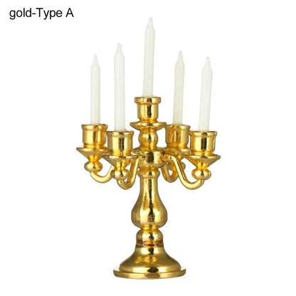 1/12 Scale Miniature Candlestick, Candle Stand for Dollhouses, Furniture, Toy, Pretend Play, Dollhouse Decoration, Accessory, Parallel Import