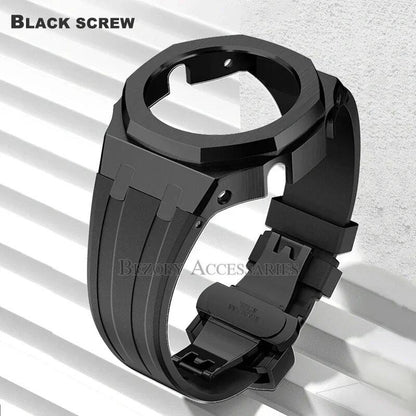 Casio Gen4 Metal Bezel Modification Kit for GA2100 with Stainless Steel Strap and Rubber Watch Case, Compatible with GEN4 GA2100/2110, Band Color: Parallel Import