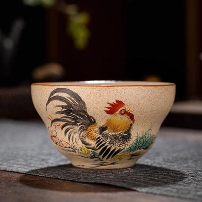 12-Style Zodiac Ceramic Teacup Set, Animal Bowls for Tea Ceremony, Tiger Teacups, and Kung Fu Tea Cups; 130ml Capacity, Imported
