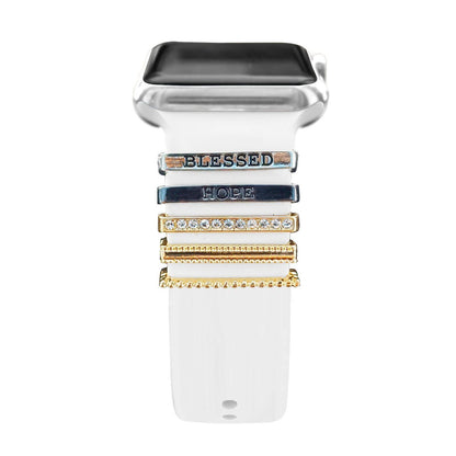 Diamond Jewelry-Embossed Band for Apple Watch Ultra 2, 9, 8, and 7, Compatible with Samsung and Huawei, 20/22mm Bracelet Strap, Band Color: ; Ships from: Parallel Import