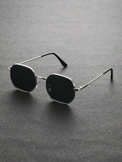 1/2-Piece Unisex Geometric Metal Frame Eyeglasses, Stylish Design for Outdoor Activities, Travel, Driving, and Everyday Life. Lens Color: FPM9829 - Parallel Import
