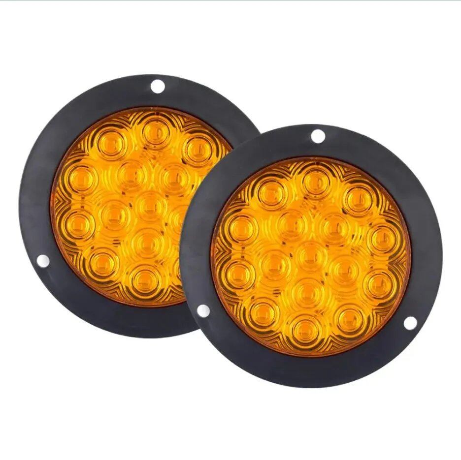 1/2 12V/24V 16-LED 4-inch Round Rear Tail Lights with Turn Signals, Brake, Stop, and Reverse Lights for Cars, Trucks, Trailers, and Commercial Vehicles. Available in Red, Yellow, and White. Ships from: Parallel Import.