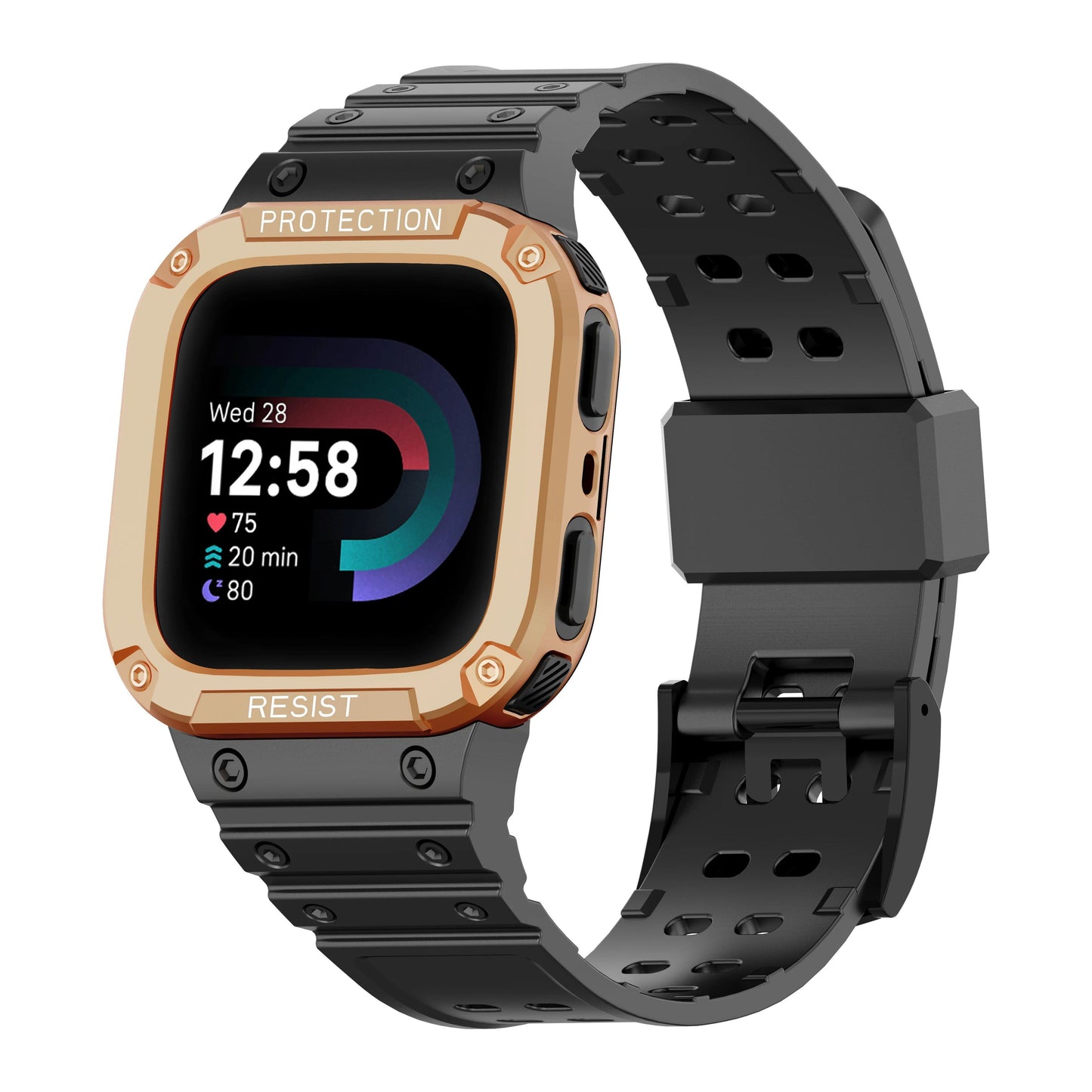 All-in-one strap with protective case for Fitbit Versa 1234 - Versa Lite/Sense compatible TPU drop-resistant sports replacement band. Band Color: Parallel Import