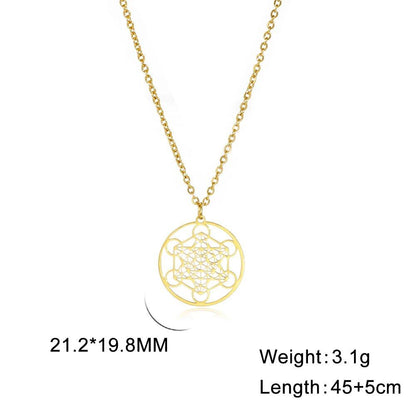 "Skyrim Angel Seal Archangel Metatron Cube Necklace, Stainless Steel, Unisex, Sacred Geometry Amulet, Religious and Spiritual Jewelry" Metal Color: Parallel Import