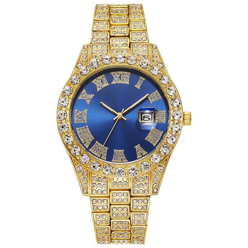 Men's Full Steel Gold Quartz Wristwatch, Luxury Watch, Sophisticated Watch, Fashion Casual Wristwatch, No Logo, Color: Parallel Import