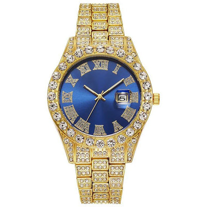 Men's Full Steel Gold Quartz Wristwatch, Luxury Watch, Sophisticated Watch, Fashion Casual Wristwatch, No Logo, Color: Parallel Import