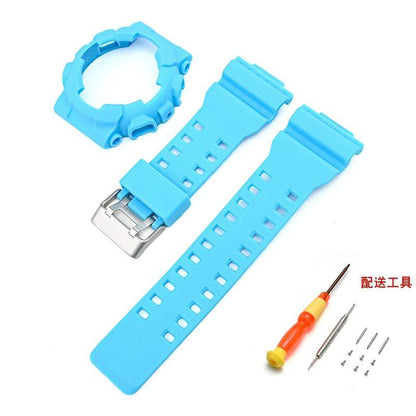 Silicone Watch Strap for CASIO GA-100/110, GD-100/110/120, GLS-100, GAX-100, and G-SHOCK GA100 (Includes Case, Strap, and Bezel Replacement Tool) Band Color: Parallel Import