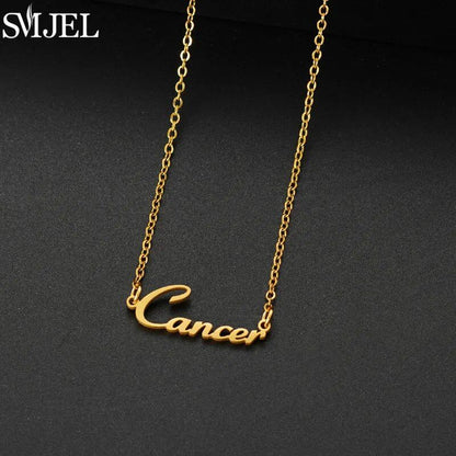12 Zodiac Signs Jewelry Stainless Steel Zodiac Letter Necklace Aries, Leo, Taurus, Gemini, Aquarius Horoscope Christmas Gift Color: 45cm Length; Main Stone Color: Parallel Import