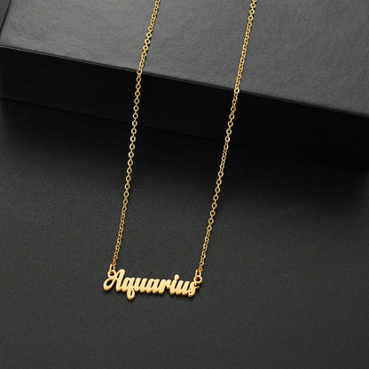 Silver-colored stainless steel star and constellation chain necklace for women, constellation pendant, birthday gift, 45cm long; metal color, parallel import