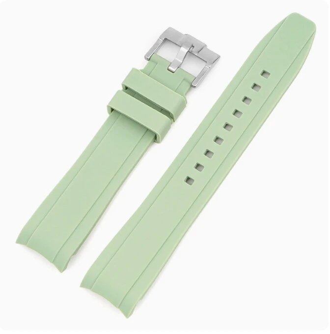 18mm, 19mm, 20mm, 21mm, 22mm Curved End Silicone Rubber Waterproof Universal Strap for Omega Moonwatch Bracelet, Band Color: mm, Parallel Import