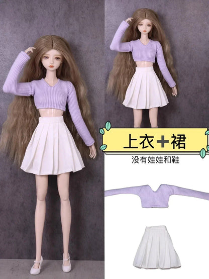 1/6 Doll Clothes Set / New Long Sleeve Knit Coat Dress with Socks and Shoes / 30cm Xinyi FR ST Blythe BB Doll Accessories Color: ; Size: Doll Not Included Parallel Import