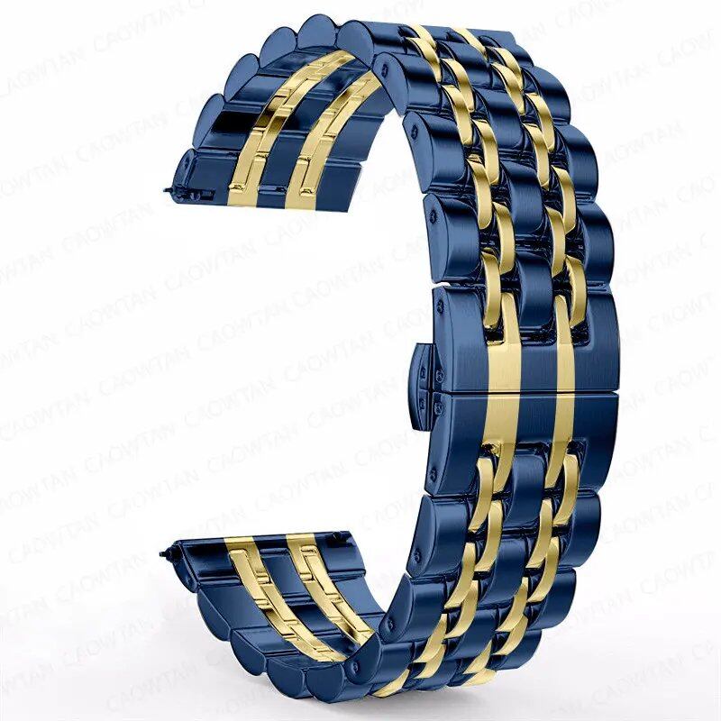 22mm and 20mm Stainless Steel Bands for Samsung Galaxy Watch 3, 4, 5 (45mm), Gear S3 (46mm and 42mm), and Active 2 (40mm and 44mm) - Compatible with Amazfit BIP 2 and GTR. Band Color: mm; Ships from: Parallel Import