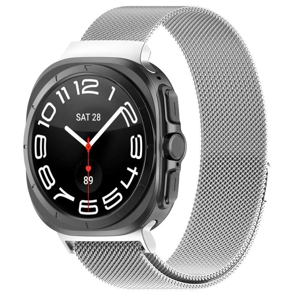 Stainless Steel Milanese Loop Magnetic Bracelet for Samsung Galaxy Watch Ultra 47mm, Gapless, Compatible with 7 Ultra, Watch Band Accessory, Band Color: 0; Galaxy 7 Ultra 47mm Band Width, Parallel Import