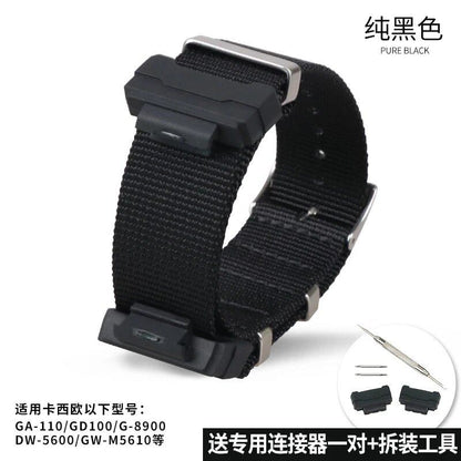 Camouflage Nylon Watch Strap for G-SHOCK - Compatible with CASIO G-SHOCK GA-110/300/DW6900/GD120/G-5600/GW-M5610/GLS8900, Imported