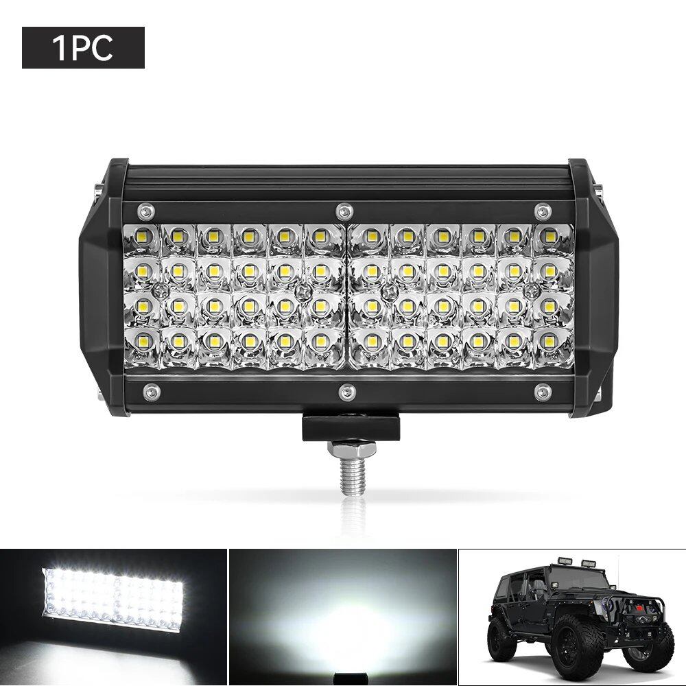 1/2 7-inch Bar Light, 4-Row Work Light, Combo Beam, Off-Road, Boat, Car, Tractor, Truck, 4x4, SUV, 12V/24V, Color: Parallel Import