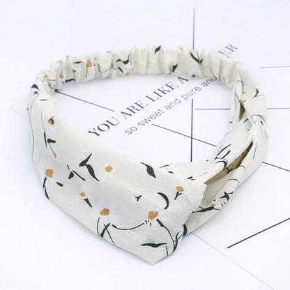 Women's Summer Bohemian Print Headband, Retro Cross Turban, Bandage Bandana, Hair Accessory, Head Wrap, Parallel Import