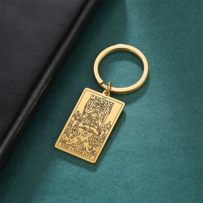 Tarot Card Keychain, Major Arcana Pendant Keyring, Vintage Amulet, Lucky, Stainless Steel, Wiccan Jewelry, Mother's Day Gift, Parallel Import