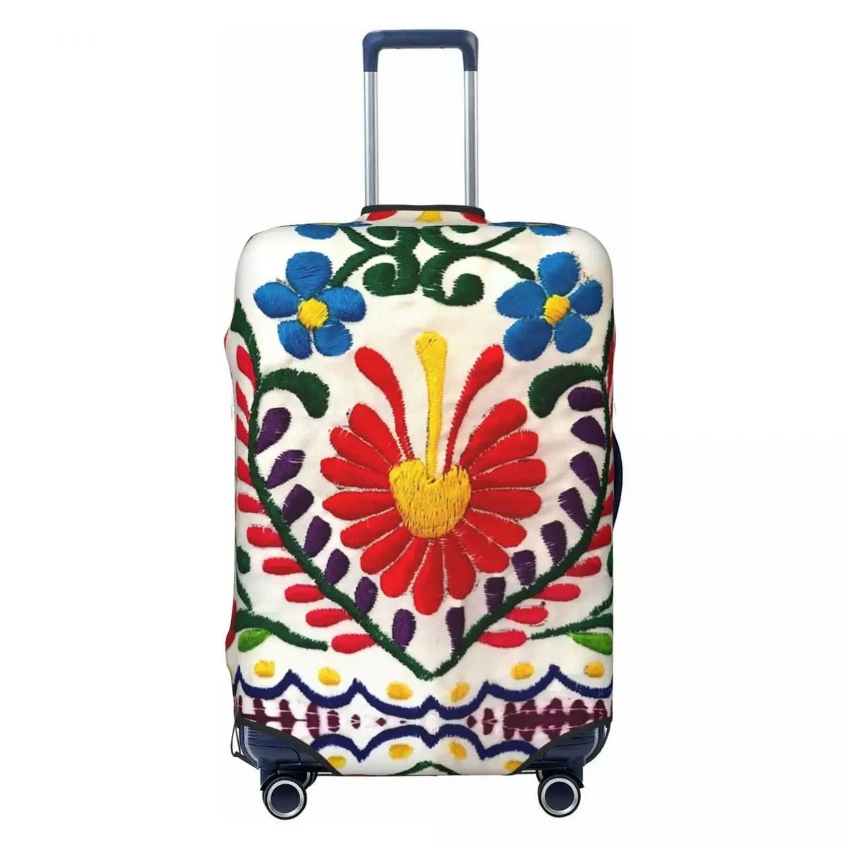 カスタムカラフルフローラルメキシカンフラワー スーツケースカバー エラスティック トラベル 荷物保護カバー 18-32インチ対応 サイズ： 並行輸入品