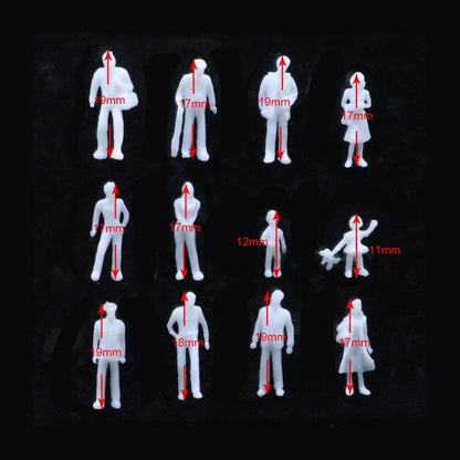 1/75, 1/100, 1/150, 1/200, 1/300 Scale Miniature Figure Model Kits, ABS Plastic, for Architecture, Sand Tables, Railway Scenes, Layouts, and Dioramas, Set of 100, Color: Scale, Parallel Import