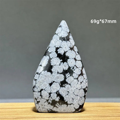 Snowflake Obsidian Freeform Ornament with Natural Quartz, Reiki, Meditation, Healing, Witchcraft, Energy Decoration, Home Gift, Color: Parallel Import